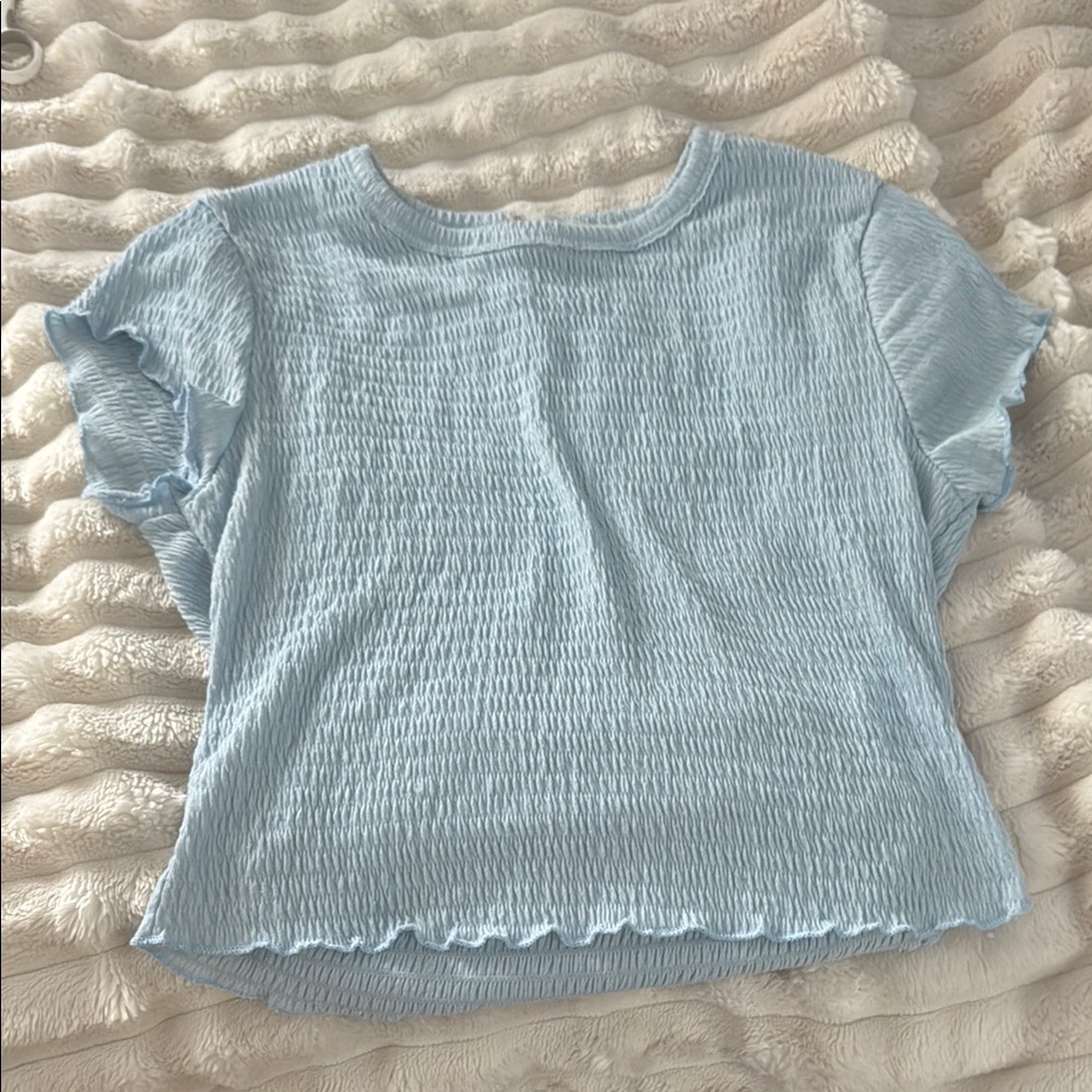 Altar'd State Blue Smocked Crop Tee